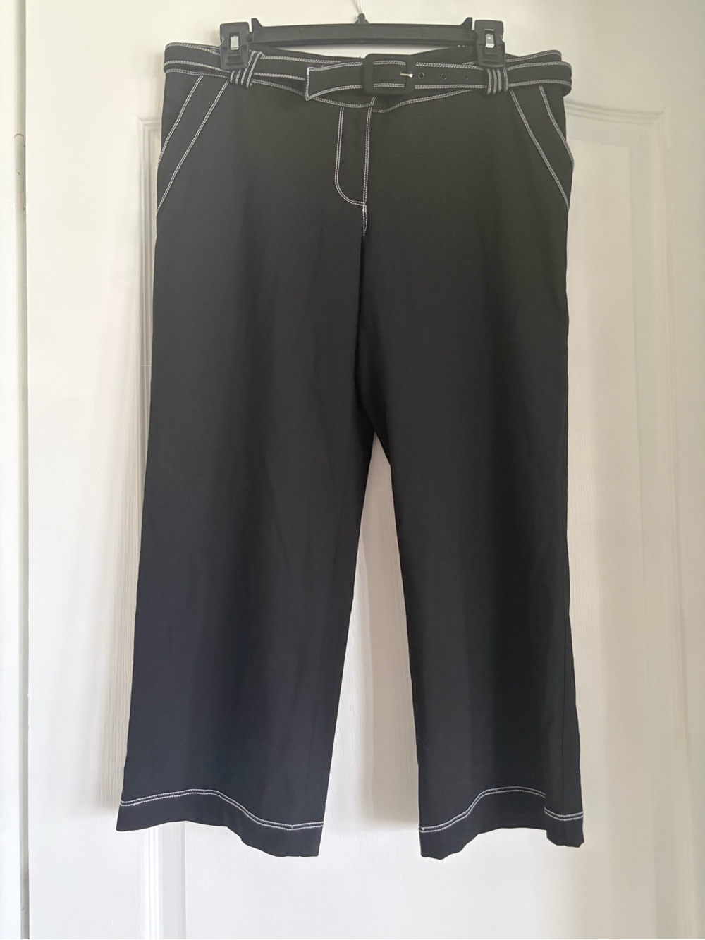 bebe Black Chinos with White Stitch Detailing